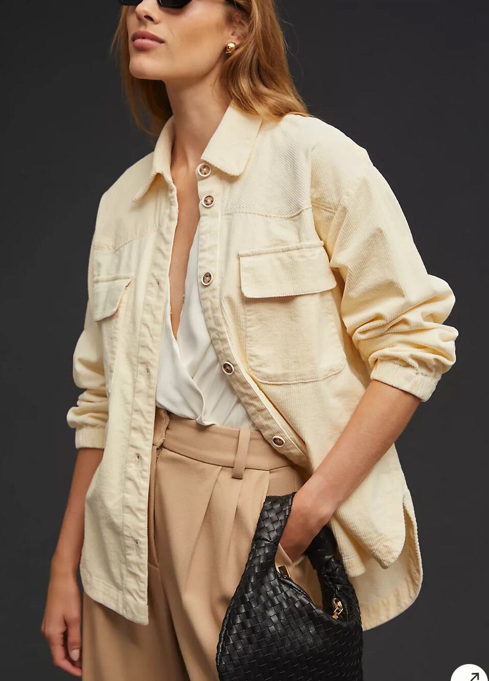 Maeve Anthropologie Corduroy Shirt Relax Casual Wardrobe Cream Women's S